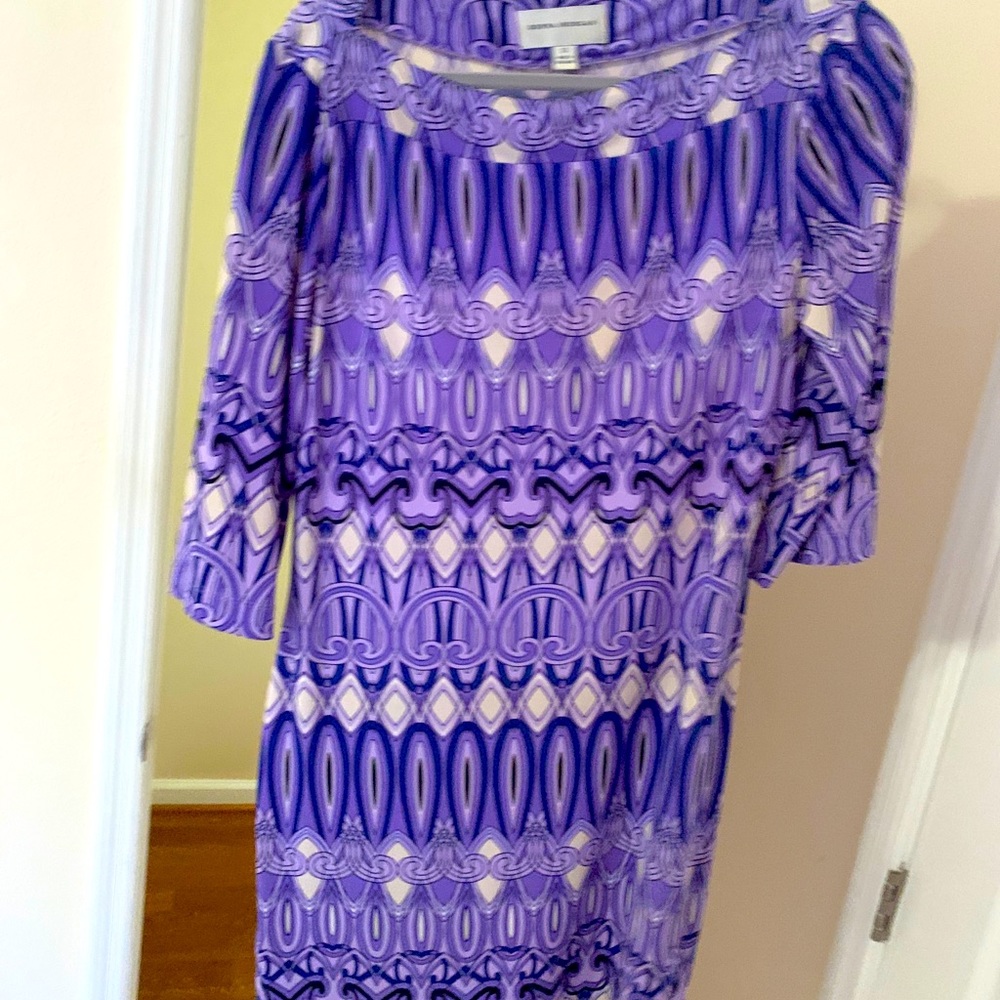 Gorgeous Donna Morgan purple and white dress